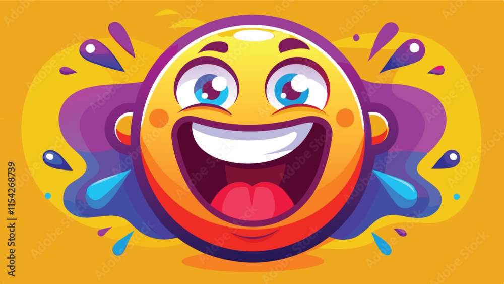 Poster joyful smiley face with vibrant colors expressing happiness and cheerfulness in a playful design sui