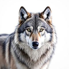 Fototapeta premium Majestic Gray Wolf Portrait with Intense Golden Eyes