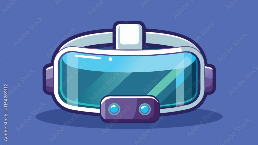 Poster stylish virtual reality goggles design featuring a sleek blue color scheme, suitable for gaming and 