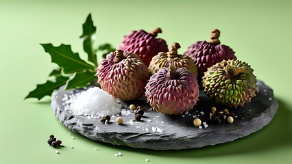 Fresh lychees with salt and pepper