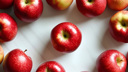 Red apples on marble background
