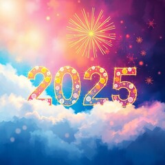 Creative 2025 New Year Designs Featuring Fireworks, Festive Typography, and Vibrant Celebratory Themes