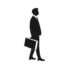 Silhouette of a Corporate Employee Holding a Briefcase , Professional Businessperson Concept, Leadership, and Career Growth