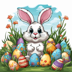 Cheerful Easter cartoon illustrations for festive designs and projects