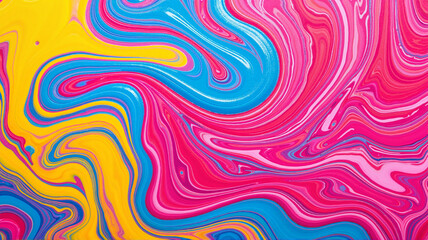 Vibrant abstract swirls of pink, blue, and yellow colors