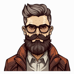 Modern Hipster Man Character Icon Vector Image for Multiple Usage