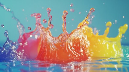 colliding in slow-motion with bright colors. Generative AI