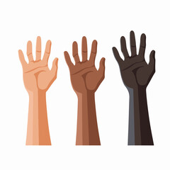 Obraz premium Diverse human hands reaching up isolated vector illustration