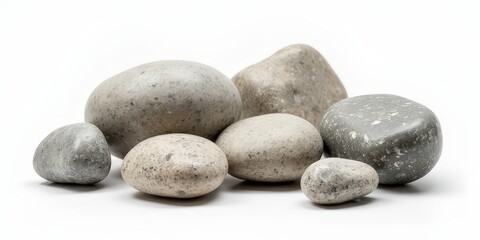 Set of Shale Stones - Different Sizes and Angles on White Background with Natural Textures