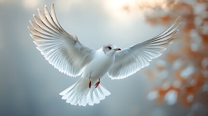 Obraz premium White Bird Soaring Gracefully Through Air