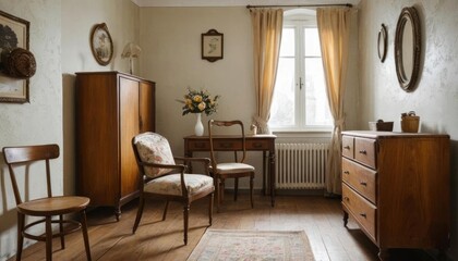 Vintage Bedroom Interior: Serene and Rustic Charm