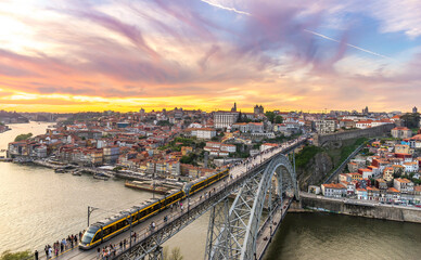 Beautiful Panoramic view of old town Porto, Portugal