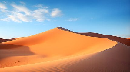 Solitude Personified: A Sweeping View of Endless Sand Dunes under a Deep Blue Sky