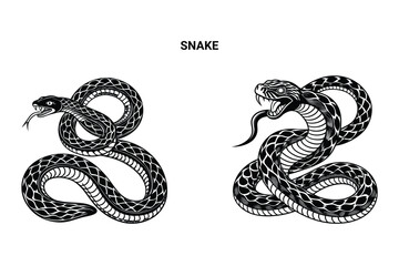 Editable Silhouette Snake Isolated Vector Illustration