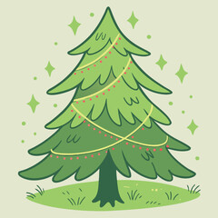 Obraz premium Christmas Tree Sticker Design on Milky Background with Holiday Season Greetings