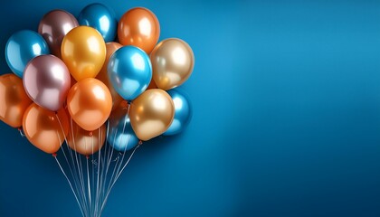 colourful balloons isolated on a strong blue history with space to put texts