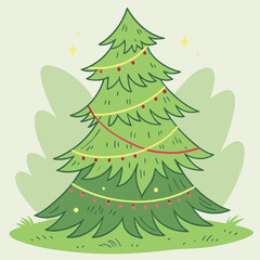 Obraz premium Christmas Tree Sticker Design on Milky Background with Holiday Season Greetings