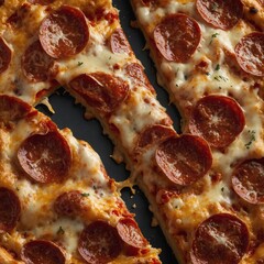 A slice of cheesy pepperoni pizza, isolated on a transparent background.