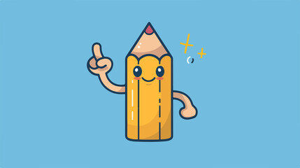 Cheerful Pencil Mascot Showing OK Hand Sign Vector Illustration