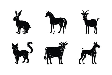 Vector Silhouettes of Domestic Animals.