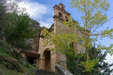 close-up of the baroque hermitage of San Saturio, patron saint of Soria.