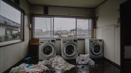 Abandoned Laundry Room in a Residential Neighborhood