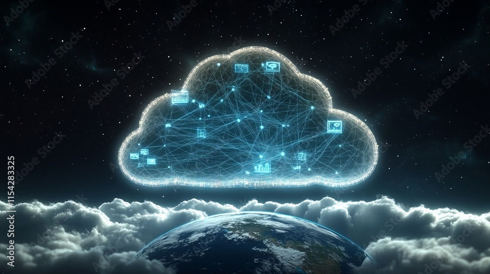 Poster cloud computing connecting world devices and data in space