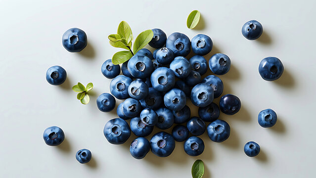 Fresh blueberries overhead shot