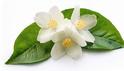 Obraz premium jasmine plants with leaves isolated on white background