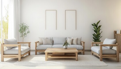 Modern Minimalist Living Room Design Wooden Furniture Cozy Interior