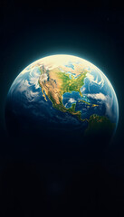 Fototapeta premium Planet Earth with detailed relief and atmosphere, vintage, with white tones