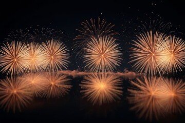 fireworks are lit up in the dark sky with a black background