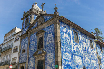 The blue azulejo tiles covered Capela das Almas, The Chapel of Santa Catarina, also known as the Chapel of Souls in Porto