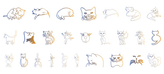 Obraz premium Cute cat line icon pack