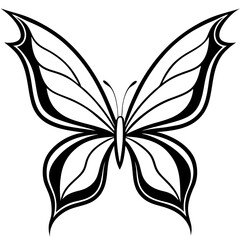 Elegant Black and White Butterfly Line Art Design Illustration