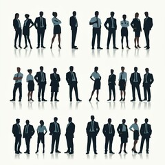 silhouette, people, business, vector, woman, men, businessman, illustration, group, team, silhouettes, suit, person, outline, work, collection, black, family, walking, boy, fashion, body, success, fig