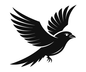 Sparrow Silhouette Flight Minimalist Vector Graphic
