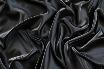 Obraz premium Close-up shot of black satin fabric with smooth and shiny surface