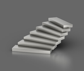 Obraz premium Stack of seven metallic rectangular blocks arranged in a ascending pattern, 3d illustration