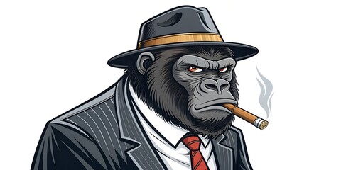 mafia gorilla on white background nft , cryptocurrency , collection