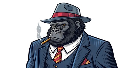 mafia gorilla on white background nft , cryptocurrency , collection