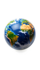earth globe on white on transparent png background, collage style