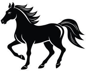 Trotting Horse Silhouette Minimalist Vector Graphic