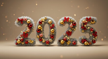2025 text with decorations for holydays