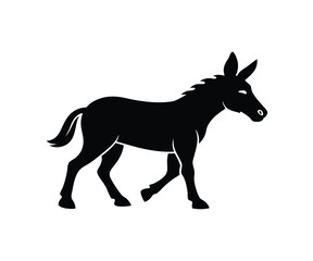 Walking Donkey Silhouette Minimalist Vector Art