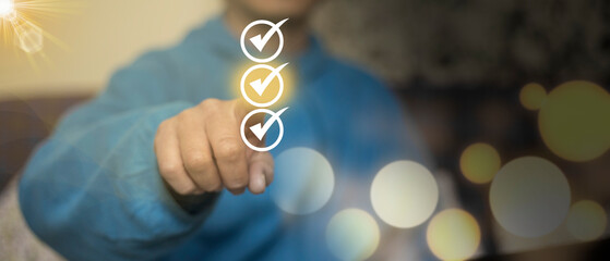 inspector makes mark on the survey topic ,Checklist with checkmarks and checkboxes ,checklist...