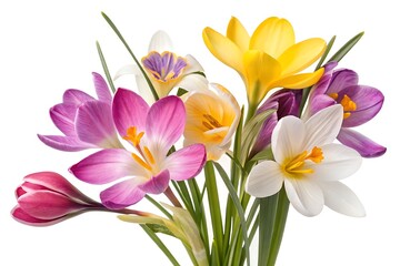 Naklejka premium Spring Flowers on white background