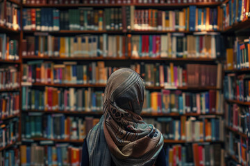 Elegant Arabian woman wearing a hijab created with generative AI