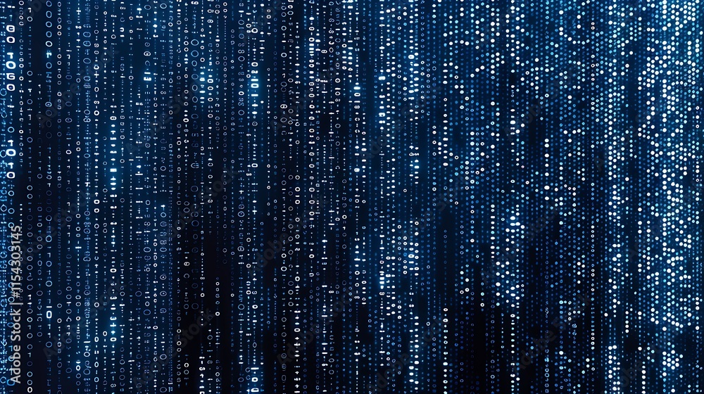 Wall mural digital binary code on a blue background