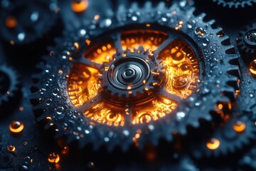 A close-up shot of a clock with flames burning inside